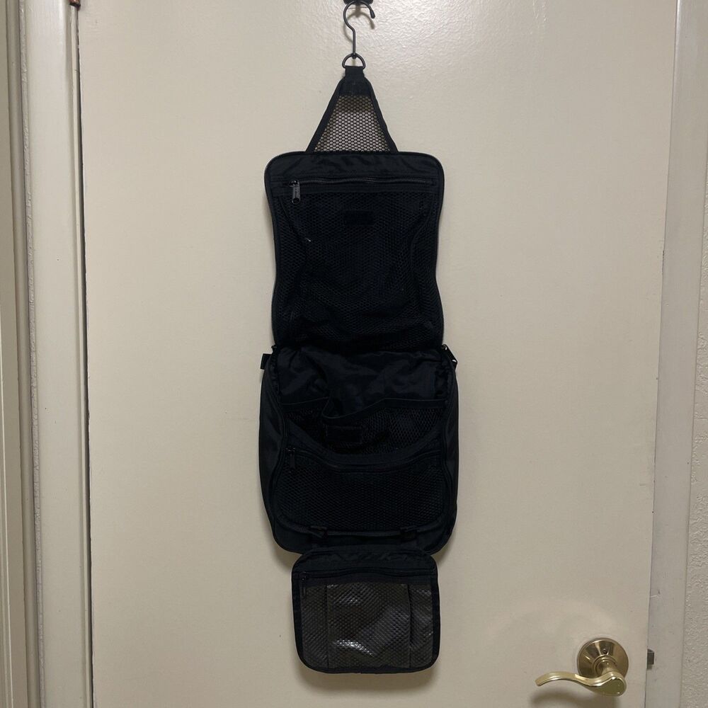 LL Bean Bag Hanging Toiletry Folding Cosmetics Personal Organizer Black